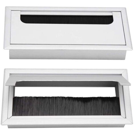 Lot de 2 passe-câbles pour bureau, cache-câble carré, passe-câble encastré pour la gestion des câbles avec brosse