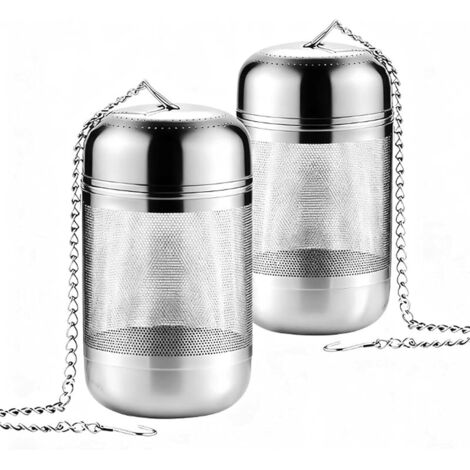 Lot de 2 Passoires à Thé en Vrac en Acier Inoxydable, Filtre à Thé Maille Fine avec Chaîne pour Tasses à Thé et Bols à Thé