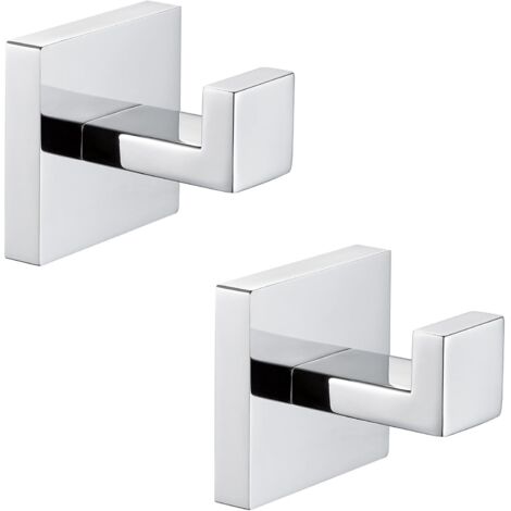 Lot de 2 Patère de salle de bain Serviette De Bain Crochet En Inoxydable Carré Vêtements Serviette Manteau Robe Crochet Armoire Placard Porte