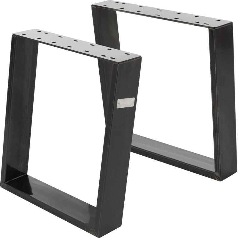 ML-Design Jeu 2x Pieds de Table 80GRAD Inclinaison, 40x43 cm, Aspect Vintage Industriel, Profil 8x2 cm, Pieds de Table Inclinés, Patins de Meubles en