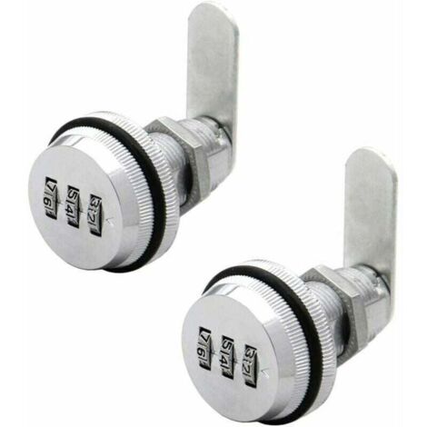 Lot de 2 PCS 3 Code à Chiffres Combinaison Serrure à Came Serrure Armoire 1930mm Serrure à Code pour Casier Garde-robe Classement de porte Cabinet Boites Aux Lettres Tiroir Placard(Argent)