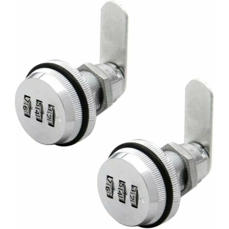 Lot de 2 PCS 3 Code à Chiffres Combinaison Serrure à Came Serrure Armoire 1930mm Serrure à Code pour Casier Garde-robe Classement de porte Cabinet Boites Aux Lettres Tiroir Placard(Argent)