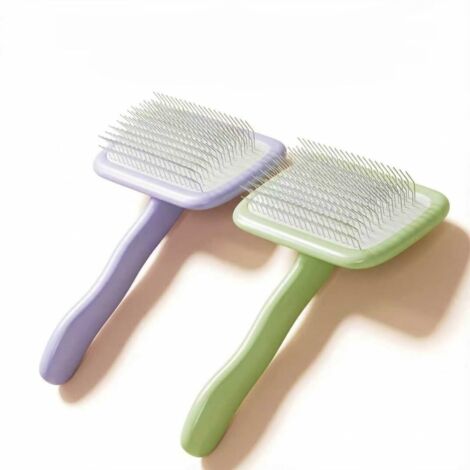 Lot de 2 Peignes Toilettage Chien Chat Dents Fines Anti-Puces Tiques Vert Violet Brosse Démêlante Douce