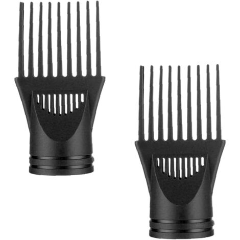 Lot de 2 peignes universels professionnels pour sèche-cheveux - Cheveux naturels - Cheveux naturels - Noir