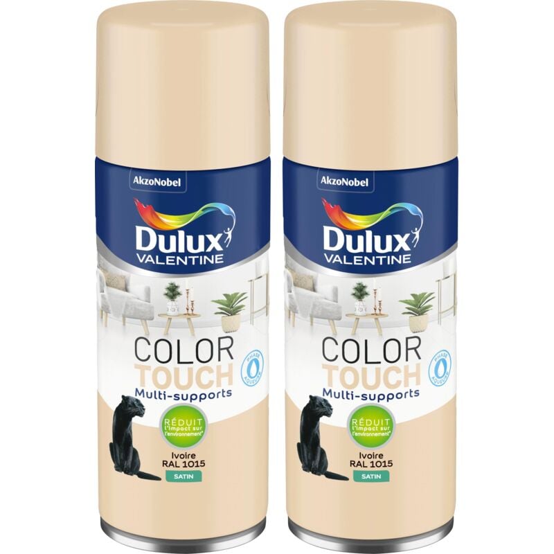 Dulux Valentine - Lot de 2 - Peinture aérosol Color Touch Multi-Supports - Satin Ivoire 400 ml