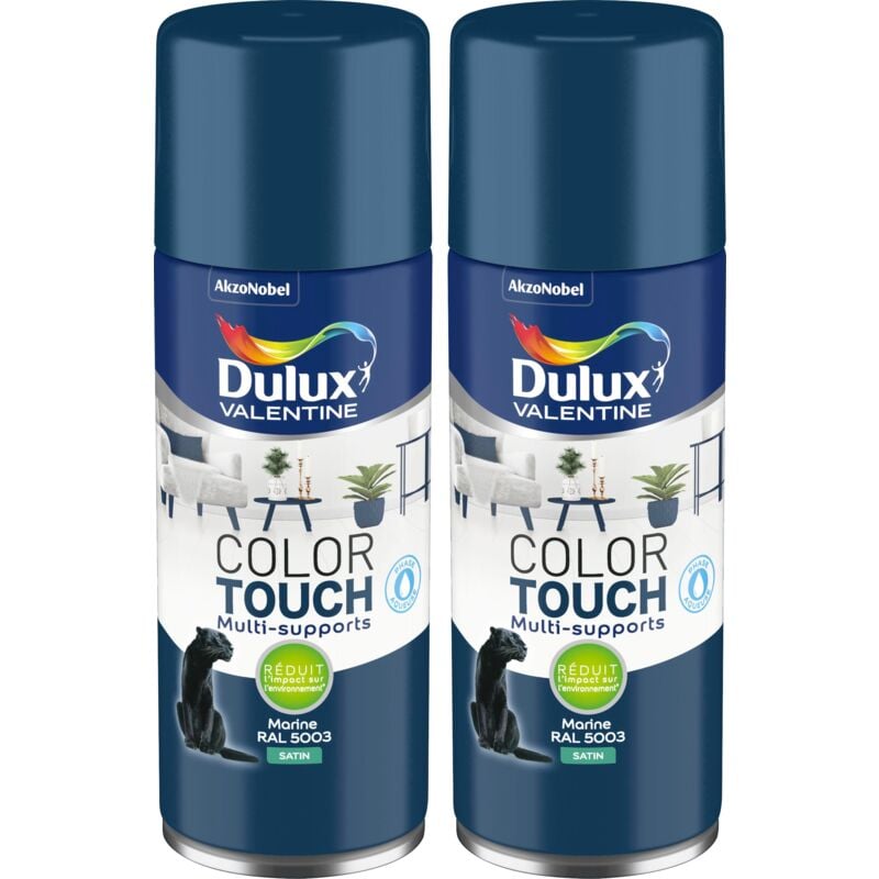Lot de 2 - Peinture aérosol Color Touch Multi-Supports - Satin Marine 400 ml Dulux Valentine