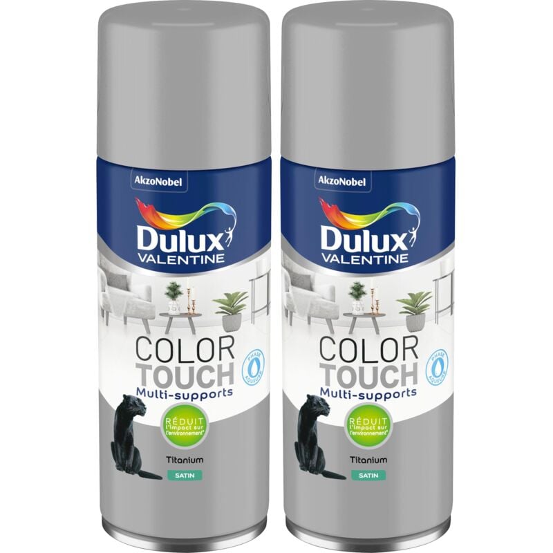 Lot de 2 - Peinture aérosol Color Touch Multi-Supports - Satin Titanium 400 ml Dulux Valentine