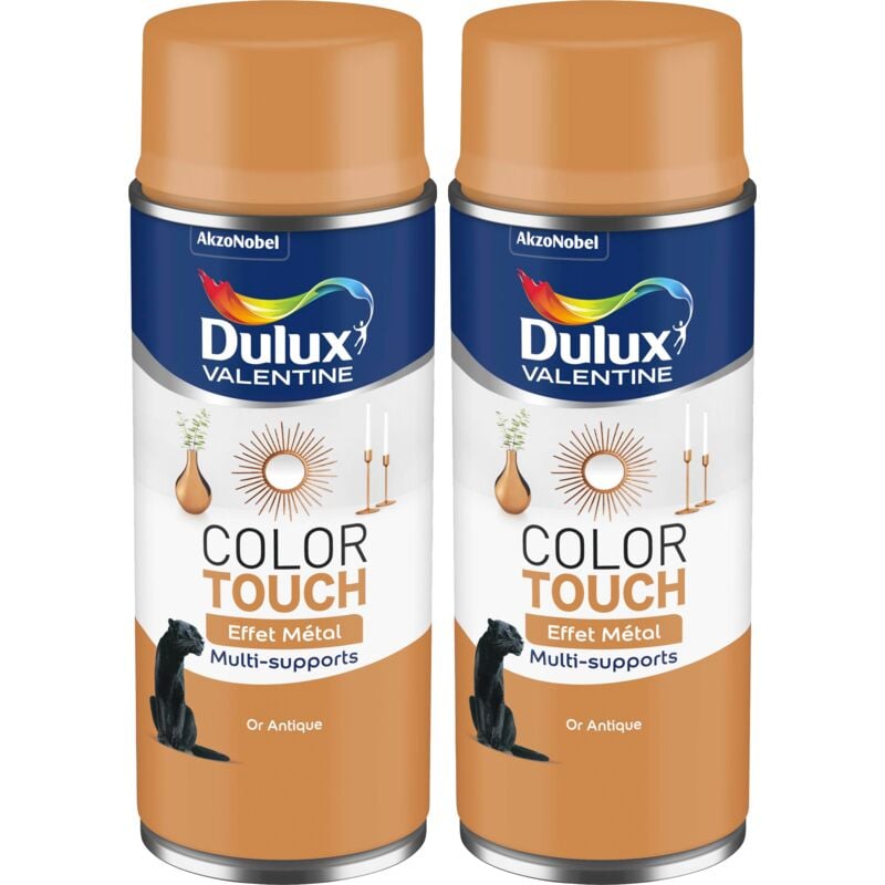 Lot de 2 - Peinture aérosol Color Touch Multi-Supports - Effet Metallisé Or Antique 400 ml Dulux Valentine