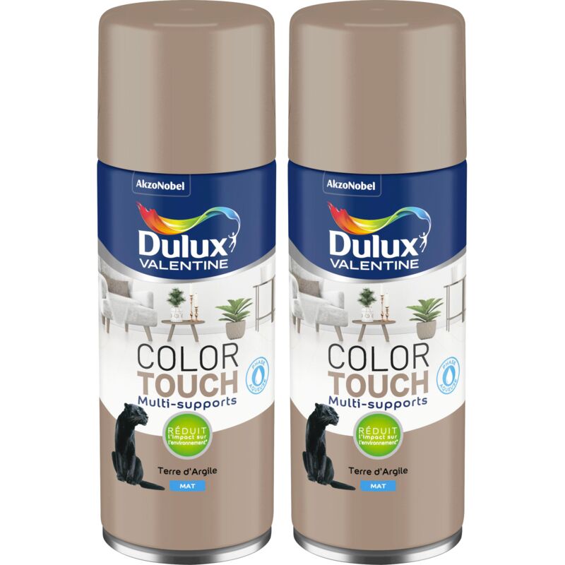 Lot de 2 - Peinture aérosol Color Touch Multi-Supports - Mat Terre d'Argile 400 ml Dulux Valentine