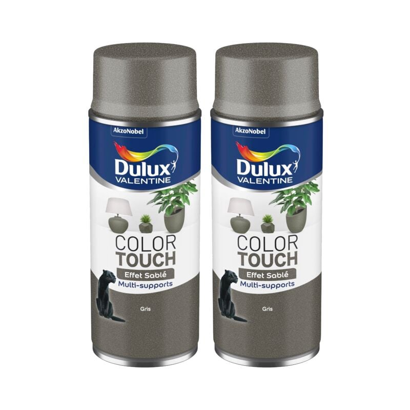 Lot de 2 - Peinture aérosol Color Touch Multi-Supports - Effet Sablé Gris 400 ml Dulux Valentine