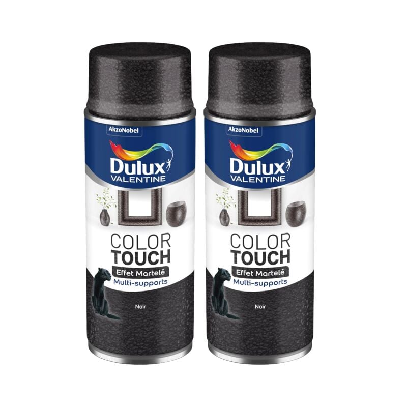 Lot de 2 - Peinture aérosol Color Touch Multi-Supports - Effet Martelé Noir 400 ml Dulux Valentine