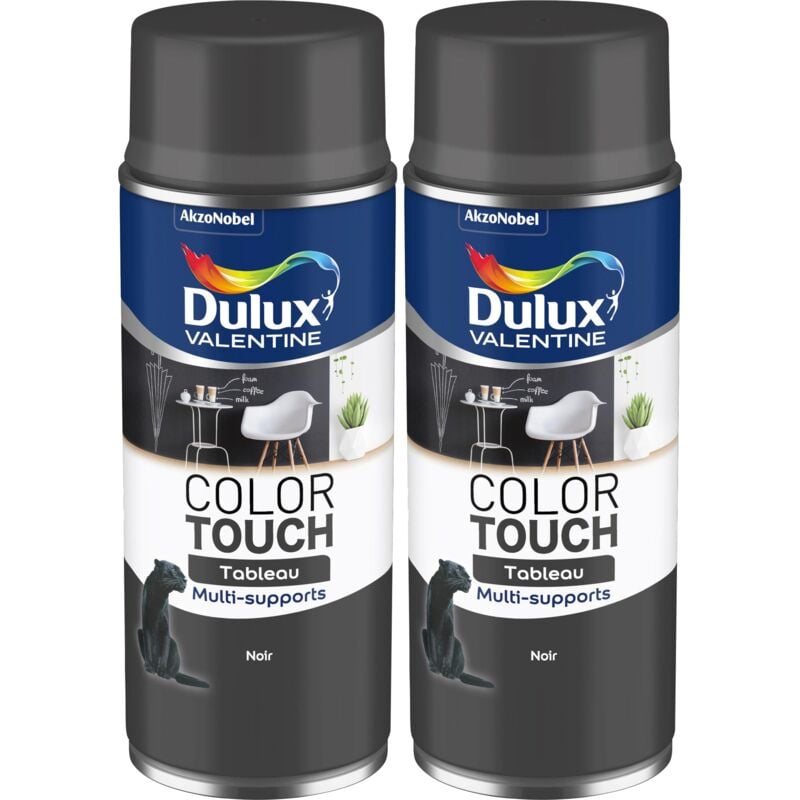 Lot de 2 - Peinture aérosol Color Touch Multi-Supports - Effet Tableau Noir Mat 400 ml Dulux Valentine
