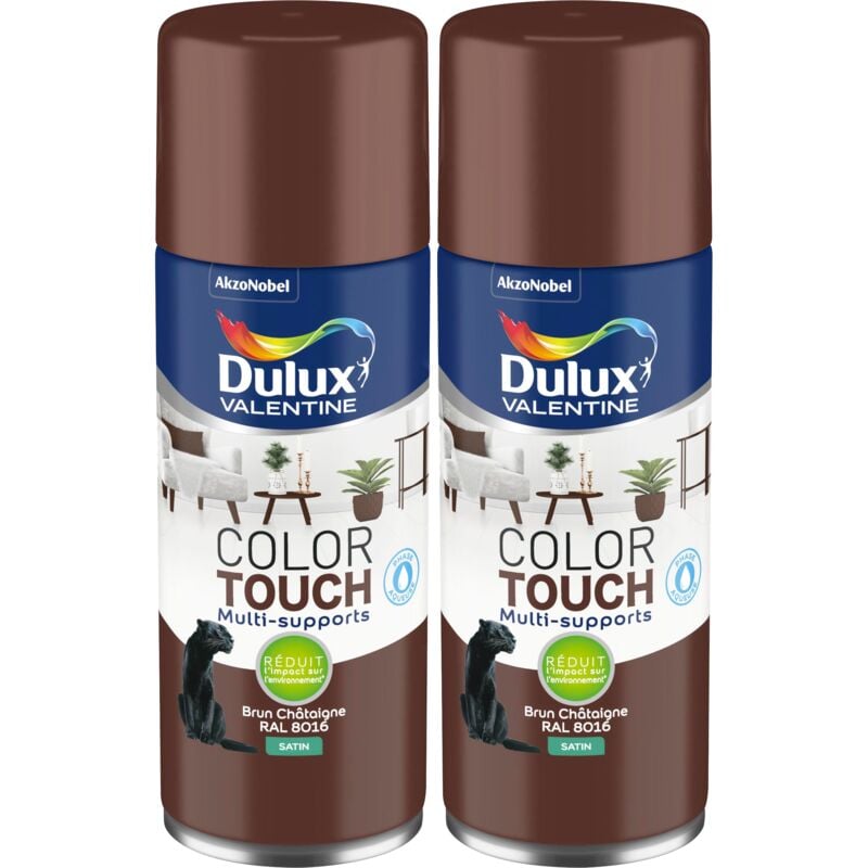 Lot de 2 - Peinture aérosol Color Touch Multi-Supports - Satin Brun Châtaigne 400 ml Dulux Valentine