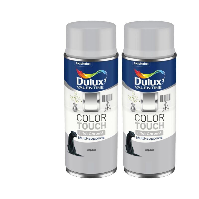 Lot de 2 - Peinture aérosol Color Touch Multi-Supports - Effet Chromé Argent 400 ml Dulux Valentine