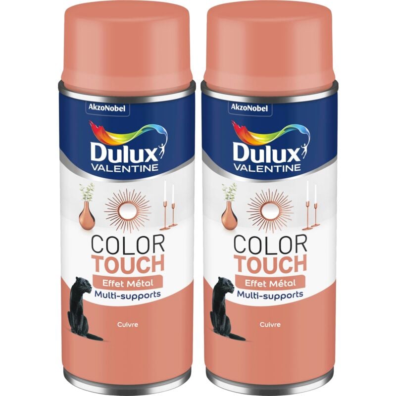 Lot de 2 - Peinture aérosol Color Touch Multi-Supports - Effet Metallisé Cuivre 400 ml - Dulux Valentine