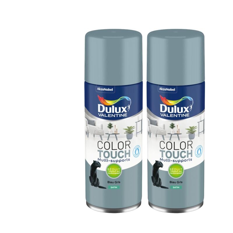 Lot de 2 - Peinture aérosol Color Touch Multi-Supports - Satin Bleu Gris 400 ml Dulux Valentine