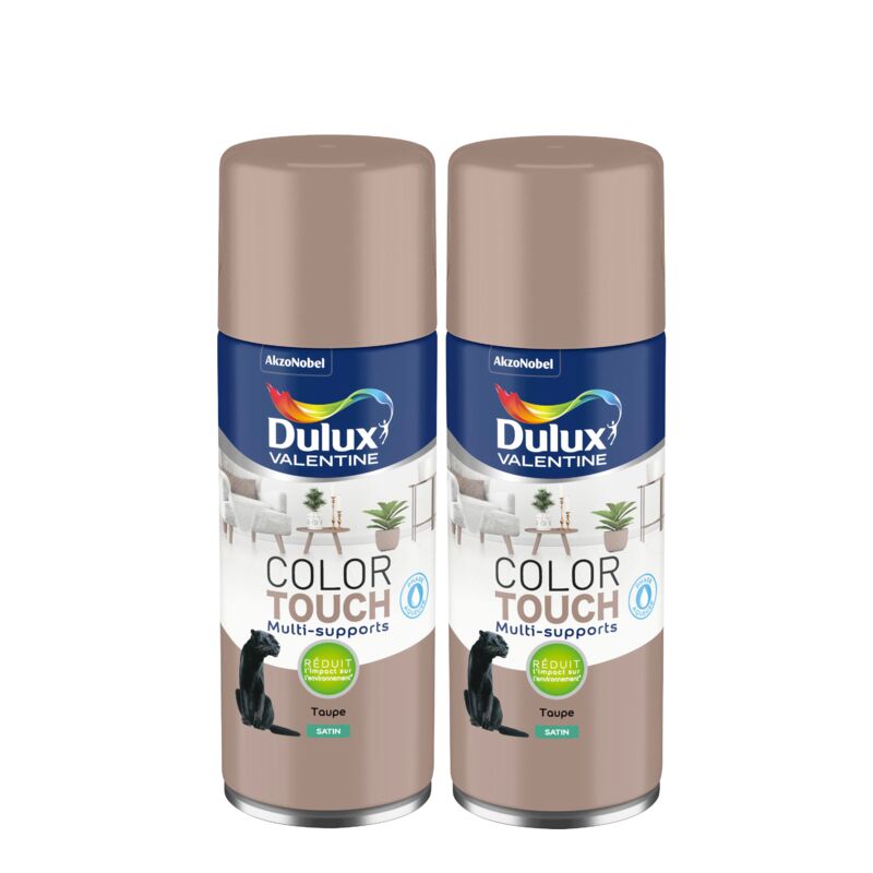 Lot de 2 - Peinture aérosol Color Touch Multi-Supports - Satin Taupe 400 ml Dulux Valentine