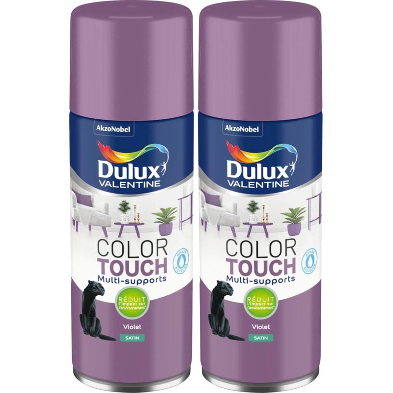 Lot de 2 - Peinture aérosol Color Touch Multi-Supports - Satin Violet 400 ml Dulux Valentine