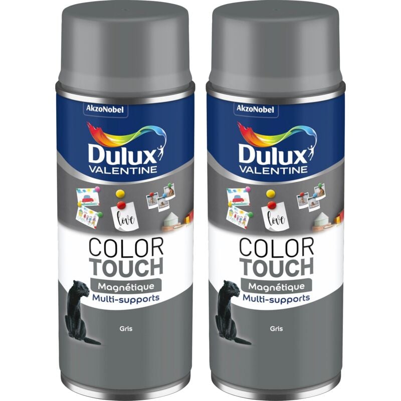 Lot de 2 - Peinture aérosol Color Touch Multi-Supports - Magnétique Gris Mat 400 ml Dulux Valentine