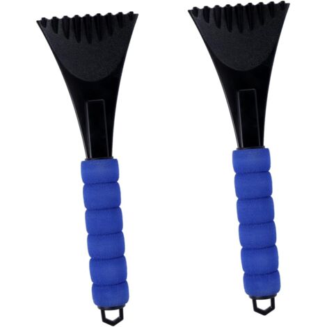 Lot de 2 pelles à neige pour voiture avec manche antidérapant en EVA, pelle multifonction pour le déneigement et le grattage de la glace en hiver (bleu)