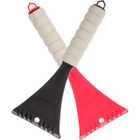 Lot de 2 pelles à neige robustes en plastique pour voiture avec lame à glace et outil de déneigement portable pour les urgences hivernales (noir et rouge)