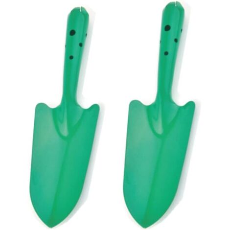 Lot de 2 pelles de jardin pour enfants - En métal - Avec revêtement en poudre - Pour une utilisation en intérieur ou en extérieur - Vert