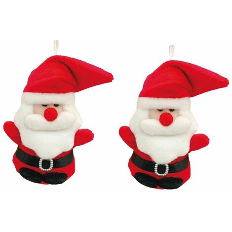 Lot de 2 PERES NOEL Décorations De Sapin en peluche à Suspendre