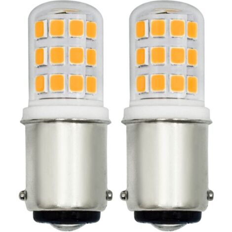 Lot de 2 petites ampoules LED 3 W B15 avec culot à baïonnette SBC - Double connexion - Remplacement pour 15 W-30 W BA15D AC230 V - Blanc chaud 3000 K - Lampe de chevet pour machine à coudre - [Classe