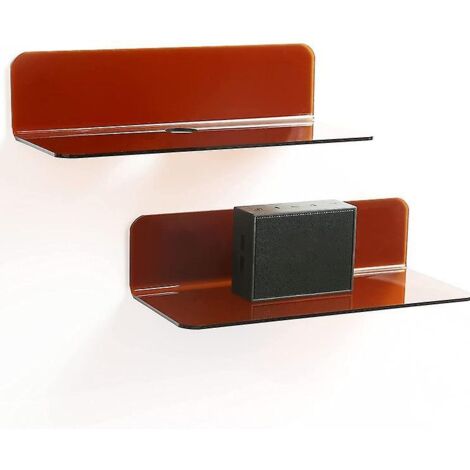 Lot de 2 petites étagères murales adhésives marron