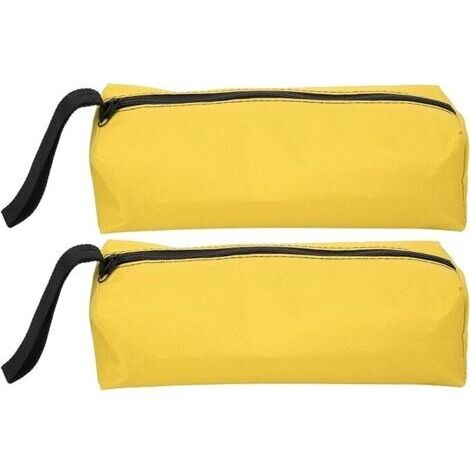 Lot de 2 petites pochettes à outils, 25 X 8,5 X 7 cm pochette de rangement portable multifonctionnelle en polyester 600D avec sangle de suspension et fermeture à glissière (jaune)
