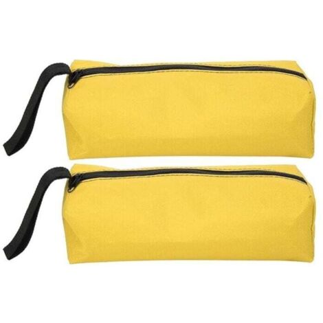 Lot de 2 petites pochettes à outils, 25 X 8,5 X 7 cm pochette de rangement portable multifonctionnelle en polyester 600D avec sangle de suspension et fermeture à glissière (jaune)