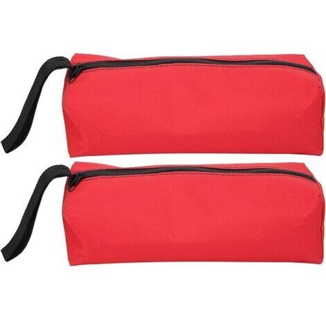 Lot de 2 petites pochettes à outils, 25 X 8,5 X 7 cm pochette de rangement portable multifonctionnelle en polyester 600D avec sangle de suspension et fermeture à glissière (rouge)