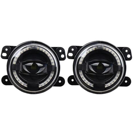 Lot de 2 phares antibrouillard à LED de 4 pouces (10 cm) de type « angel eye » pour Jeep Wrangler et Dodge PT Walker.