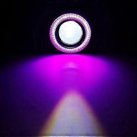 Lot de 2 phares antibrouillard ronds à LED avec anneaux halo Angel Eyes pour voiture, universels (3,5 pouces, rose)