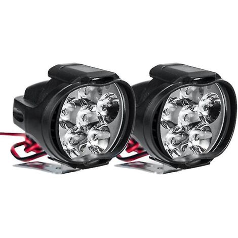 Lot de 2 phares avant à 6 LED pour moto, scooter, quad, antibrouillard, 10 W, 1000 lm, 6000 K