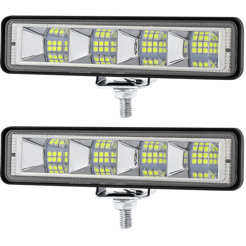 Lot de 2 phares de travail LED 12 W pour voiture, type droit, 24 LED, feux de jour, feux auxiliaires pour véhicules agricoles, feux modifiés pour