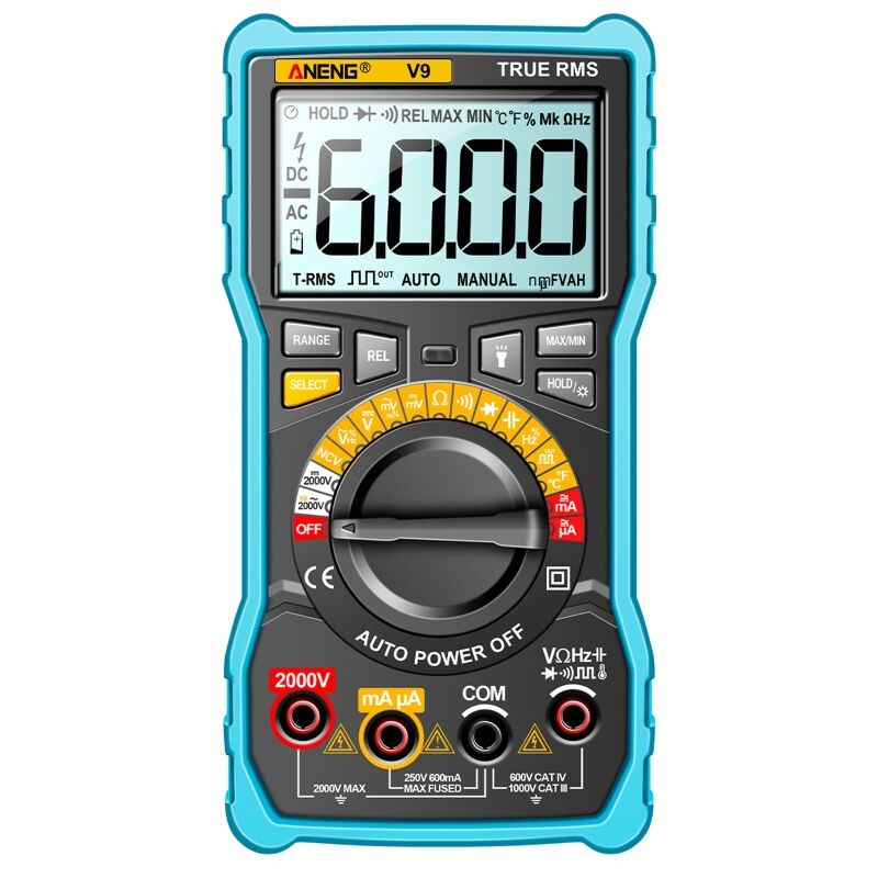 Multimètre numérique V9 6 000 points, 2 000 V, testeur de tension, condensateur, voltmètre, ampèremètre AC/DC, outils de test électrique