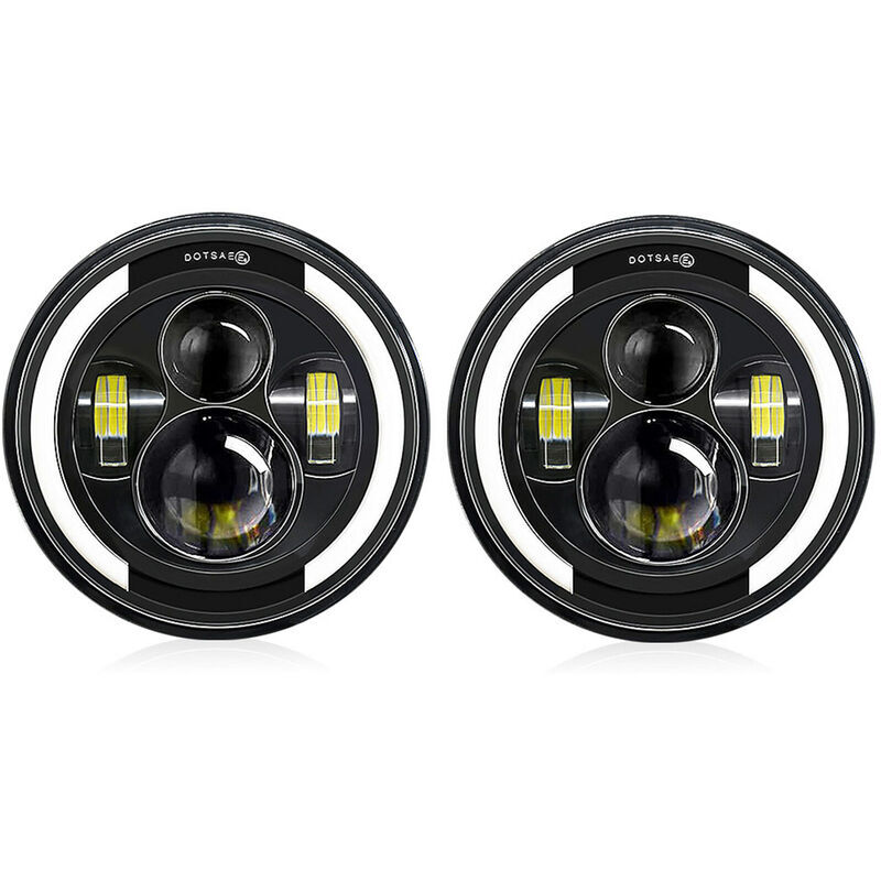 Start - Lot de 2 phares led de moto de voiture de 17,8 cm avec feux de jour/clignotants/feux de croisement/faisceau de route 17,8 cm phare rond 6000