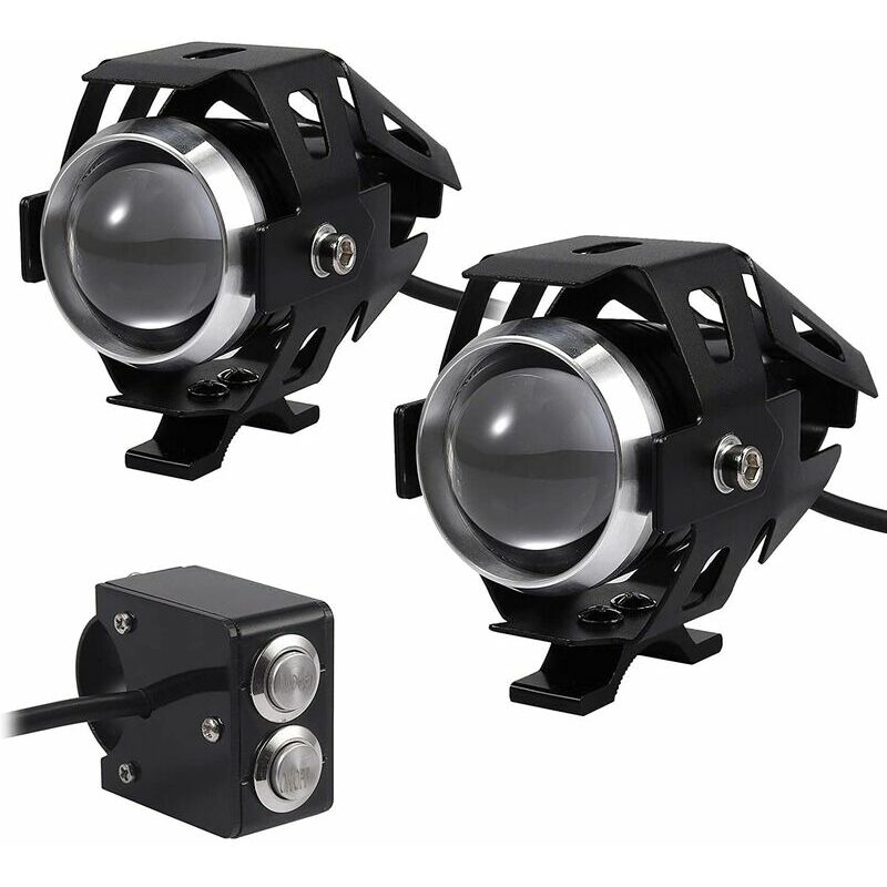 KZQ - Lot de 2 Phares Moto Feux Additionnels led 15W - Projecteur Spot led Moto Anti Brouillard, Étanche, 3000LM, 12-24V