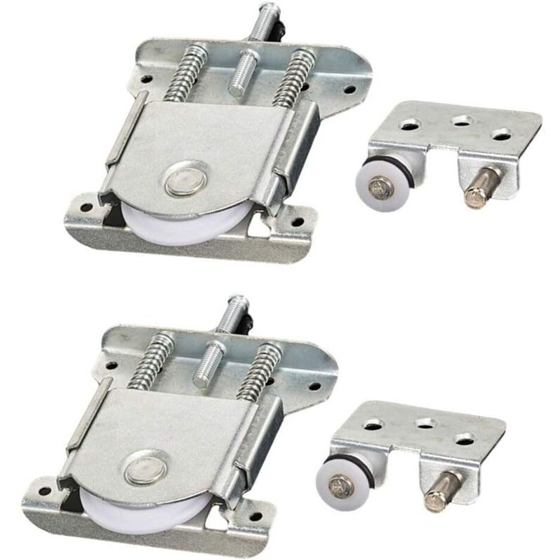 Lot de 2 pièces coulissantes pour porte de garde-robe, roues, roues, roues, rouleaux, guides avec tampon amortisseur, capacité de charge 20 kg
