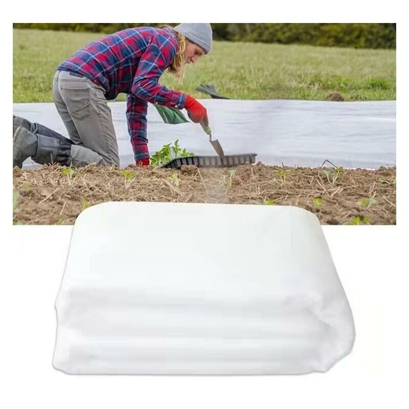 Lot de 2 pièces, tissu antigel végétal blanc 1,5 m 1 m + 1,5 m 5 m, antigel et couverture végétale en tissu non tissé isolé couverture froide