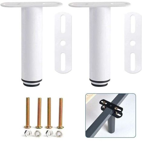 Lot de 2 Pied de Lit Réglables 18-33cm Blanc Pieds pour Sommier à Lattes Pieds de Meubles pour Armoire Canapé