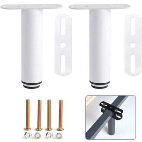 Lot de 2 Pied de Lit Réglables 18-33cm Blanc Pieds pour Sommier à Lattes Pieds de Meubles pour Armoire Canapé