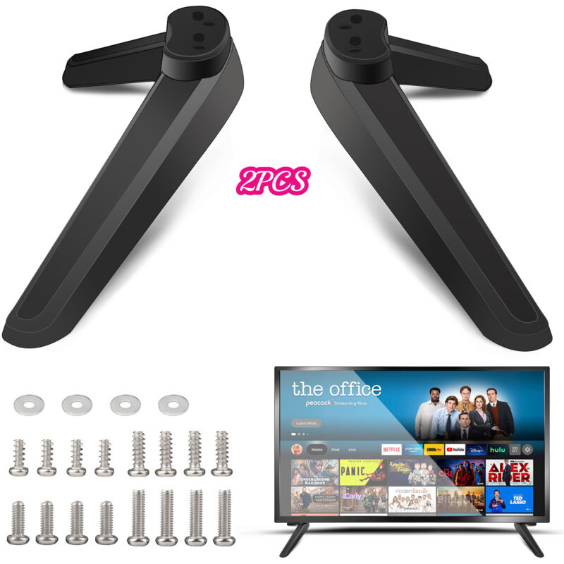 Lot de 2 Pieds de Piédestal de Base tv Universels, Pied de Tele avec Vis, Compatible avec Plupart des Téléviseurs led lcd de 32, 40, 43, 50, 55