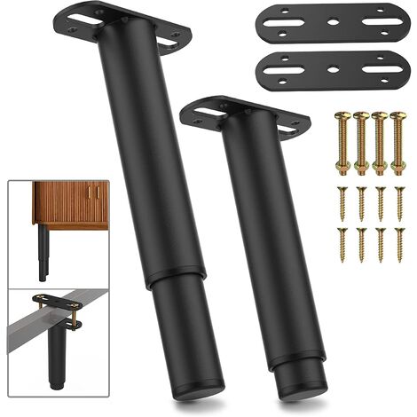 Lot de 2 pieds de support réglables en hauteur de 17,8 à 33 cm, pied de meuble réglable en métal multifonction, pied de support central pour cadre de lit, pied de rechange pour cadre de lit, canapé