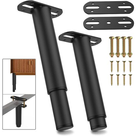 Lot de 2 pieds de support réglables en hauteur de 25,4 à 43,2 cm, pied de meuble réglable en métal multifonction, pied de support central pour cadre de lit, pied de rechange pour cadre de lit, canapé,
