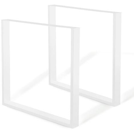 Lot de 2 pieds de table carrés métal blanc 78x71 cm design industriel