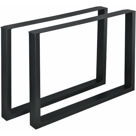 Lot de 2 pieds de table de meuble rectangulaire métal 100 cm noir - Métal