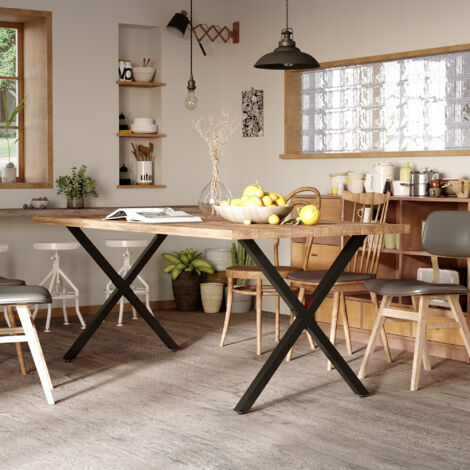 Lot de 2 pieds de table en forme en croix 70 x 72 cm design industriel pour table basse table de chevet noir