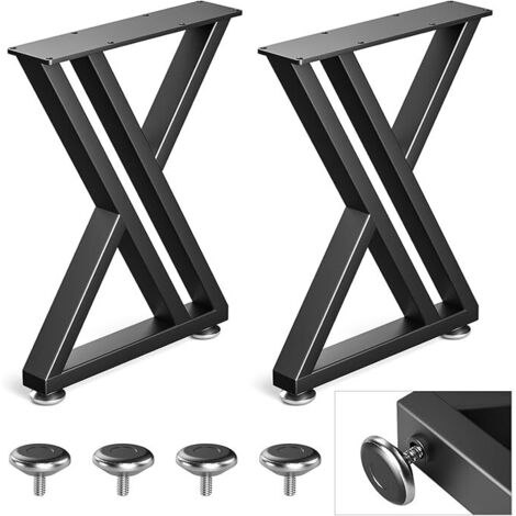 Lot de 2 pieds de table en métal noir - Robustes - Pour table basse, table à manger, bureau - 40 x 30 cm - Forme en Y